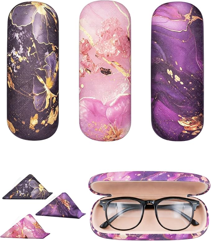 3pack eyeglass case hard shell，glasses case hard shell，eye glass cases womens hard shell，reading glasses case