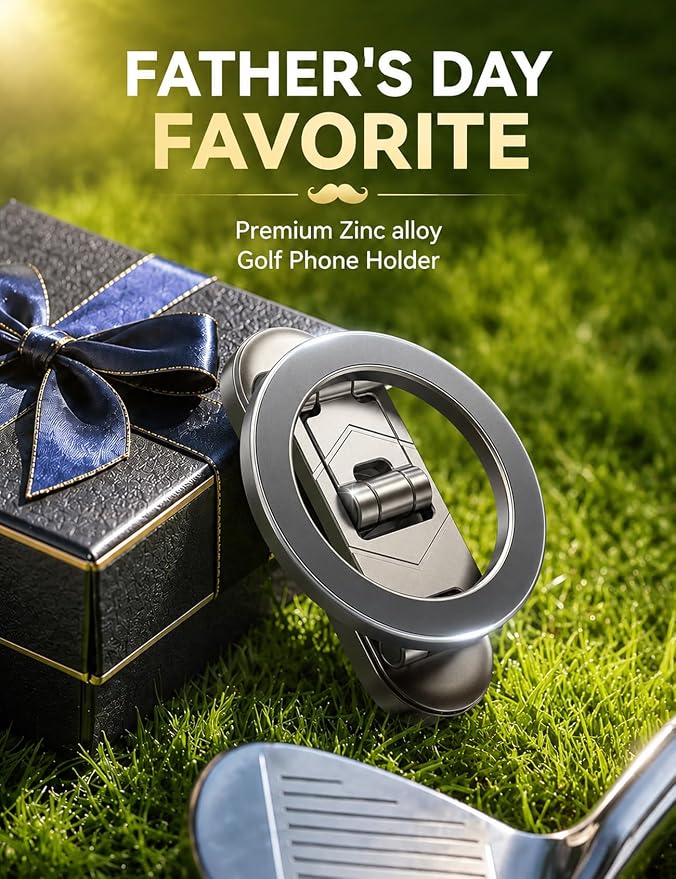 JOYROOM Upgraded Magnetic Golf Cart Phone Holder, [Tri-fold+All Metal] Magsafe Phone Holder Compatible with MagSafe iPhone 17 16 15 14 13 12 Fits EZGO Club Car Yamaha Icon Golf Cart Accessories Gifts