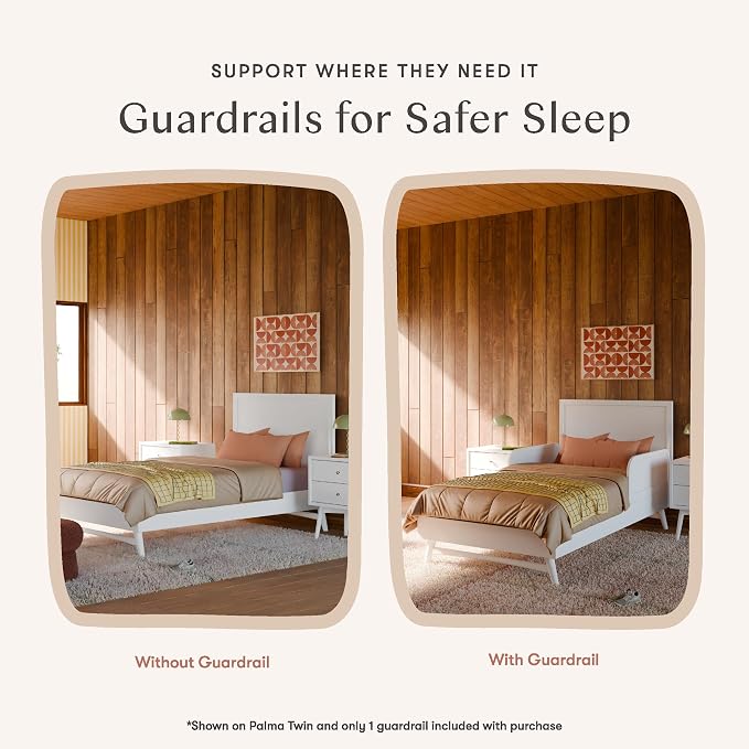 Babyletto Twin/Full Bed Guardrail for Single-Side Use - Removable, Wooden Bed Rail for Toddlers - GREENGUARD Gold Certified Baby Bedside Rail Guard for Safe Sleep - Tools Free Setup - White