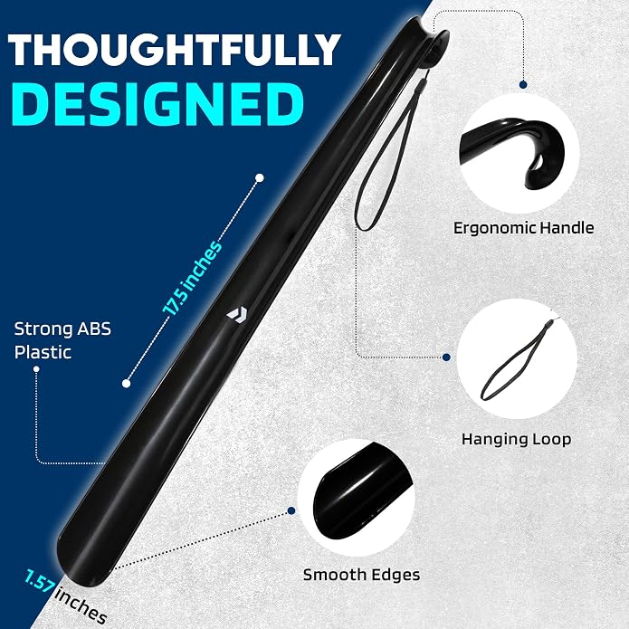 Nextnoid Shoe Horn Long Handle for Seniors - 16.5"-23" Straight & Sturdy Long Shoe Horn for Men, Women & Kids