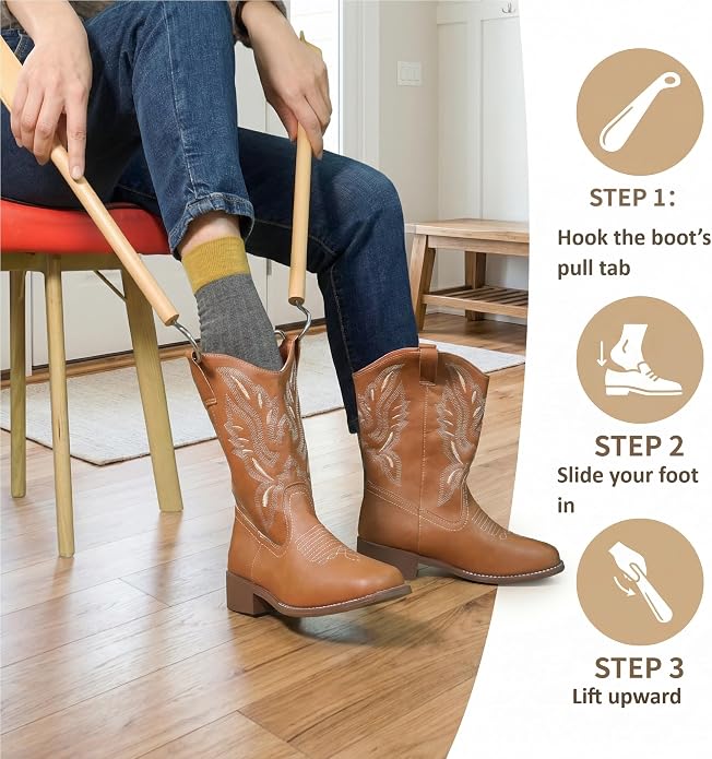 17.3" Innovative Shoe Horn with Boot Hooks, Multi-functional, Perfect Gifts for Seniors, Men, Women, Kids