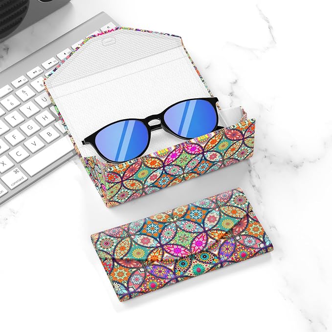 Sunglasses Case, Foldable Glasses Case, Magnetic PU Leather Hard Shell Folding Eyeglass Holder Box, Collapsible Unisex