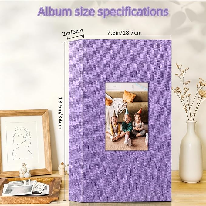 popotop Photo Album 4x6-300 Photos Linen Cover Photo Books with 300 Horizontal Pockets,Slip-in Picture Albums for Family Wedding Anniversary Baby Vacation Pictures