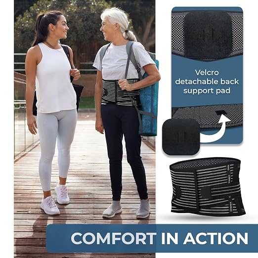 ORTONYX Back Brace for Lower Back Pain, Back Support Belt for Women & Men, Breathable Lower Back Brace with Lumbar Pad, Lower Back Pain Relief for Herniated Disc, Scoliosis, Sciatica/Black M-L