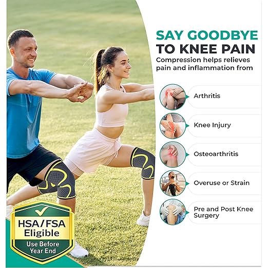 Modvel 2 Pack Knee Brace for Women & Men - Workout Knees Compression Sleeve for Knee Pain Relief Joint Support for ACL, Arthritis, Meniscus Tear Knees Brace for Sports, Rodilleras para Gym Fitness