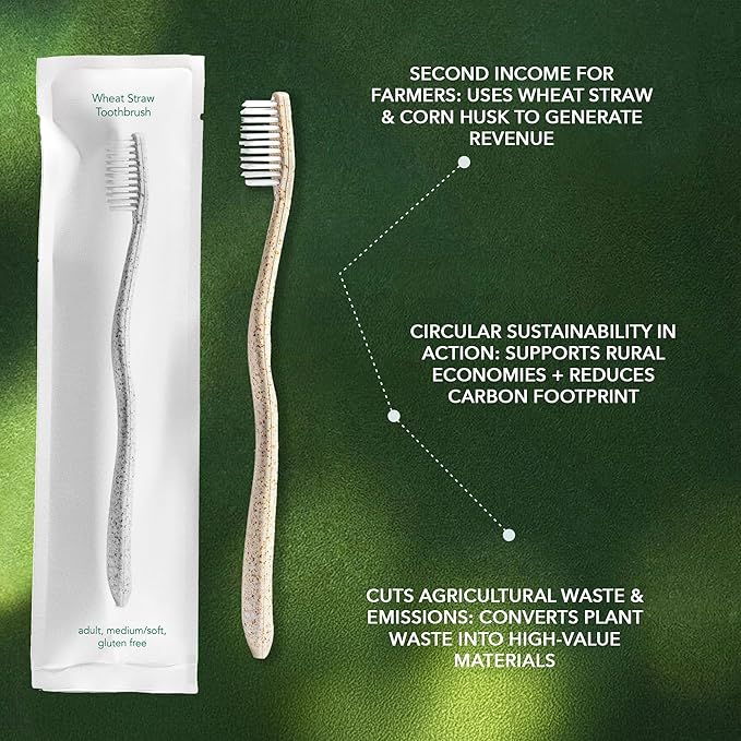 Terra & Co. Gentle Green Toothbrushes – 20-Pack of Plastic-Free Toothbrushes with Soft Bristles for Sensitive Teeth & Gums – Individually Sealed – BPA-Free, Plant-Based, Eco-Friendly & Travel-Ready