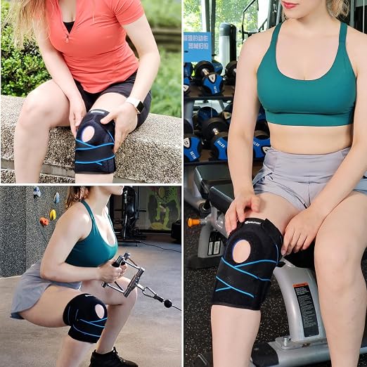 DOUFURT Knee Brace for Men & Women, Side Stabilizers & Patella Gel Pads | Plus Size Adjustable Knee Brace Support Relieves Meniscus Tears, Knee Pain, Arthritis, ACL/MCL Recovery, Daily Activities