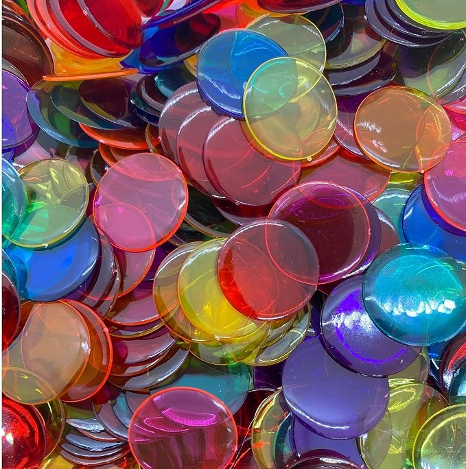 MR CHIPS Plastic Bingo Chips for Games 150 Count Bag - Solid and Transparent Colors Counting Blue 3/4 Inch