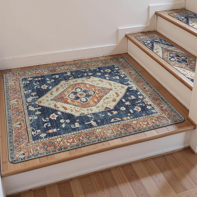 OJIA Stair Treads Non-Slip Square Capet Stair Treads 31"x31" Landing Mat | Square Capet Stair Treads Rubber Backing Stair Runner Anti-Slip Stair Matching Mat Carpet for Stairs