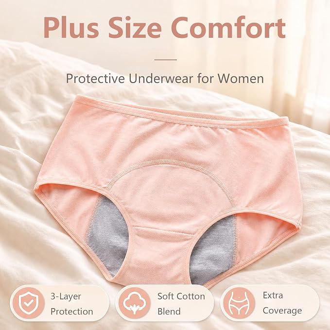 Incontinence Underwear for Women, Reusable Washable Protective Briefs,S | Cotton, Plus Size, Overnight Panties, for Womens Adult Elderly, Multicolored, 6Pcs