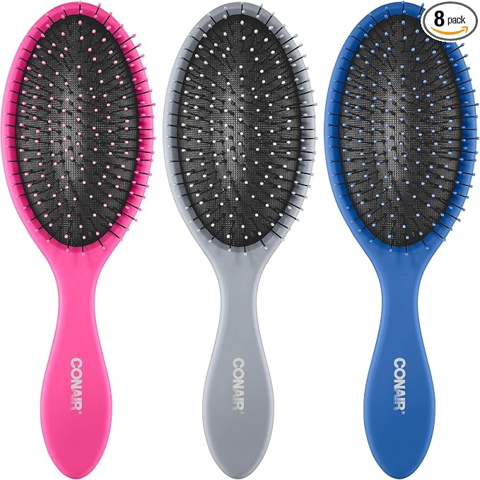 Conair Detangling Hair Brush | Assorted Colors | 3pk, Pack of 8