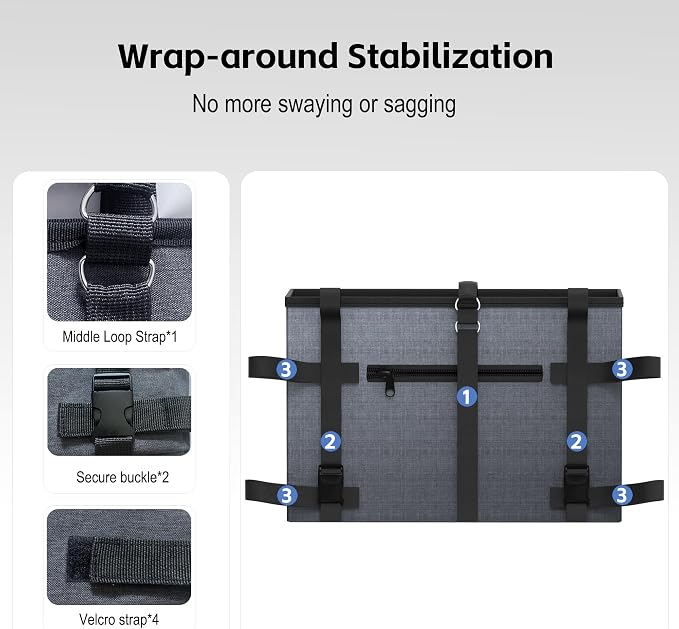 2026 Upgraded Walker Basket with Cup Holder Foldable Bag Tray Gray | Heavy-Duty Oxford Fabric, Walker Accessories for Seniors, Walker Storage Pouch Organizer, Large Capacity