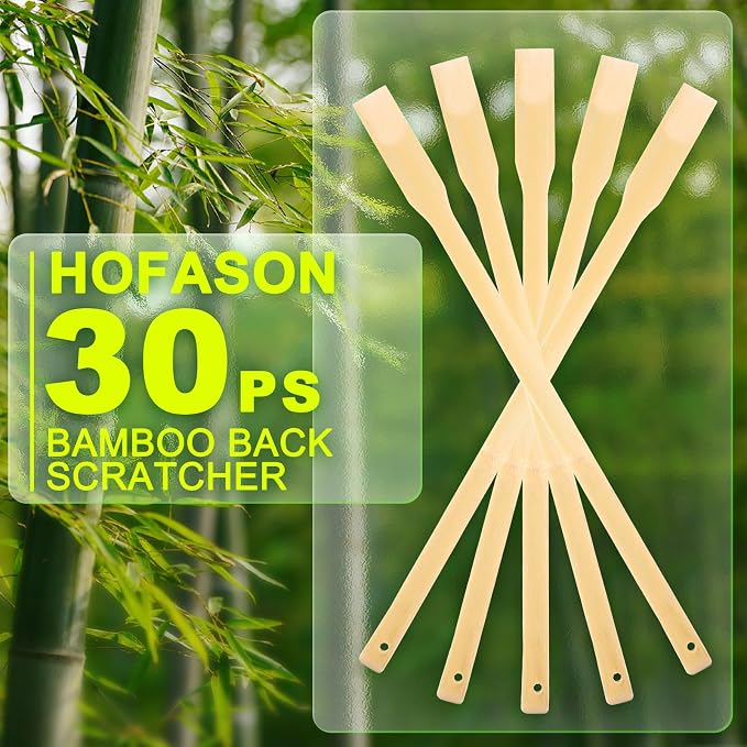Bamboo Back Scratcher 30Pcs, Christmas Stocking Stuffers Bulk Party Game Prizes for Adults, 16.5" Long Handle Traditional Polished Thick Body Massage for Elderly Men Women Adults, Family Nursing Gifts