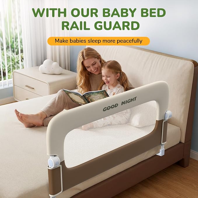 Bed Rail for Toddlers, 47 Inch Toddler Bed Rails, Bed Rail for Baby | Adjustable Heights, Folding up Portable, Safe Metal Frame, For Baby, For Crib, Twin, Bunk, Full Size, Queen & King Bed