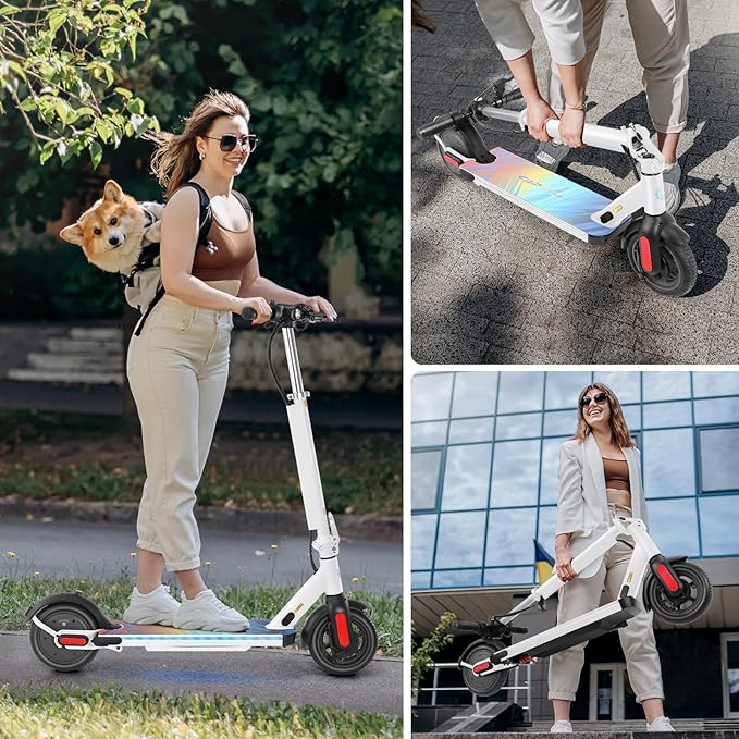 Caroma Electric Scooter with Seat Option,500/350W Motor Up to 25/20 Miles Range & 25/20 MPH Speed,9" Tires,Adjustable Electric Scooter for Adults,Foldable Commuting
