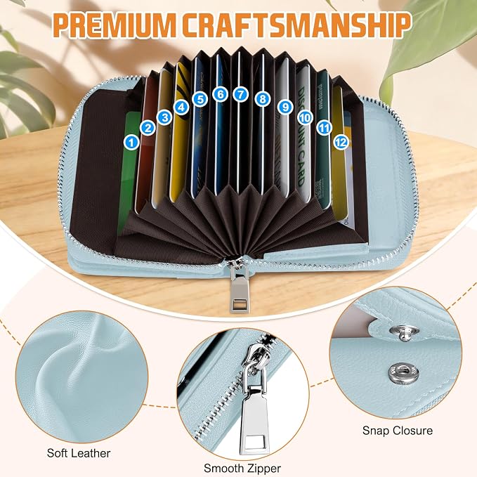 HUANLANG Mens Wallet RFID Blocking Multi Card Holder Wallets for Men Bifold Wallet with Zipper Small Men's Leather Wallet