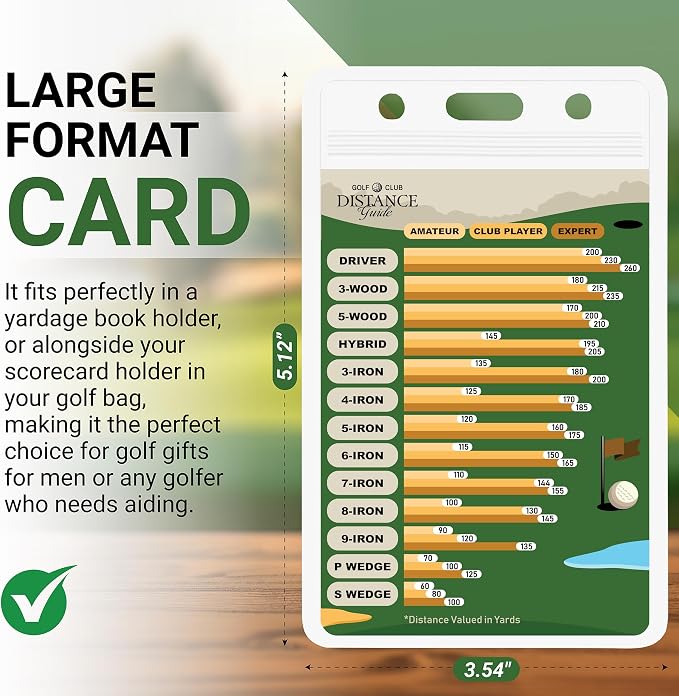 Sunsella Golf Club Range Chart & Golfing Rules Reference Guide | Club Yardage Distance Finder | Ideal Golf Bag Accessory & Golf Practice | Training Aids | Made in USA | Pocket Sized 3.54 in x 5.12 in