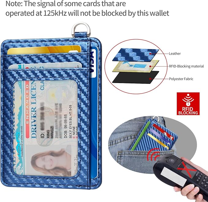 Slim Minimalist Front Pocket Wallet, RFID Blocking Credit Card Holder Wallet with Detachable D-Shackle for Men Women