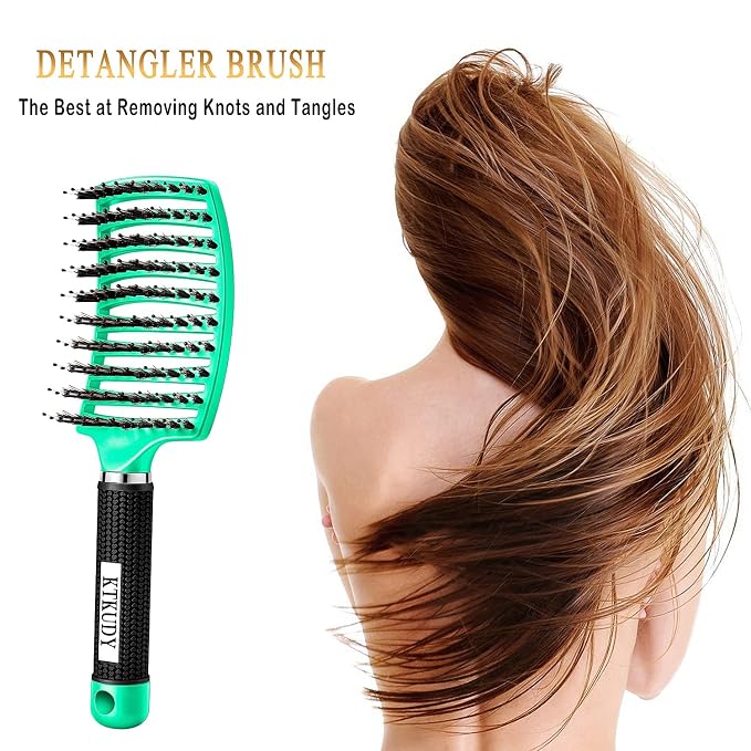 Detangling Brush for Women & Kids, Wet & Dry Hair, All Hair Types | Less pulling & breakage, Boar bristles tame frizz & add shine, Vents for faster blow-drying, Lightweight 4 oz, Non-slip grip