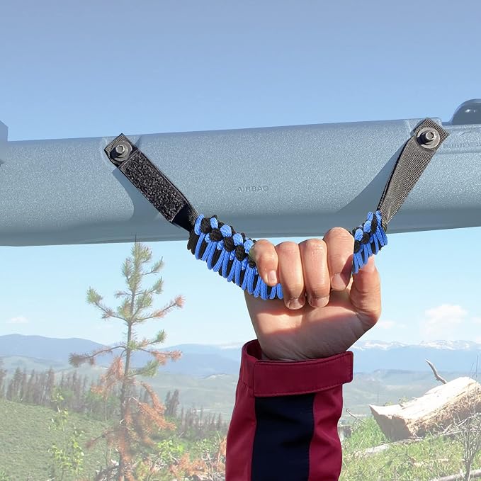 sukemichi Paracord Handles Grab for 2021-2026 Ford Bronco 2 Door,Blue | Roll bar grab handles,Fits Bronco 2021-2026 hard & soft top,Off-road safety grip handle,Work with airbag,Not for Sport,2 Pack