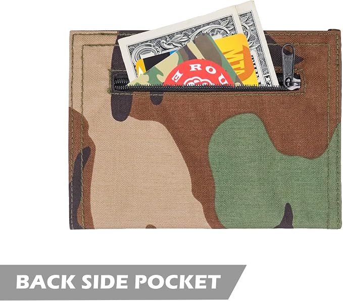 Rough Enough Passport Holder, Family Travel Wallet for Holiday, Camo | Holds 2 Passports & 3 Cards, Water-Resistant Cordura, YKK Zipper, Slim Lightweight Design, for Travel Documents Accessories