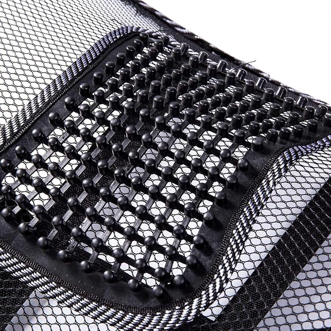 Lumbar Support for Chair 8 x 12 Inches Car Mesh Back Support with Massage Beads Ergonomic Designed Breathable Lumbar Back for Office Chair (Black, One Size)