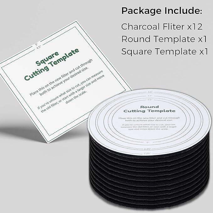 Perfnique Compost Bin Charcoal Filters, 12 Pack Filter Replacement for Compost Bucket, Kitchen Compost Bin Countertop Filters, Longer Lasting Activated Carbon Filters for Kitchen Pail Composter