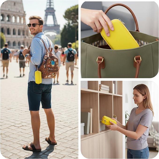 Double Eyeglasses Case,Hard Shell Glasses Case Travel Sunglasses Organizer with Adjustable Slot & Clip for Men Women