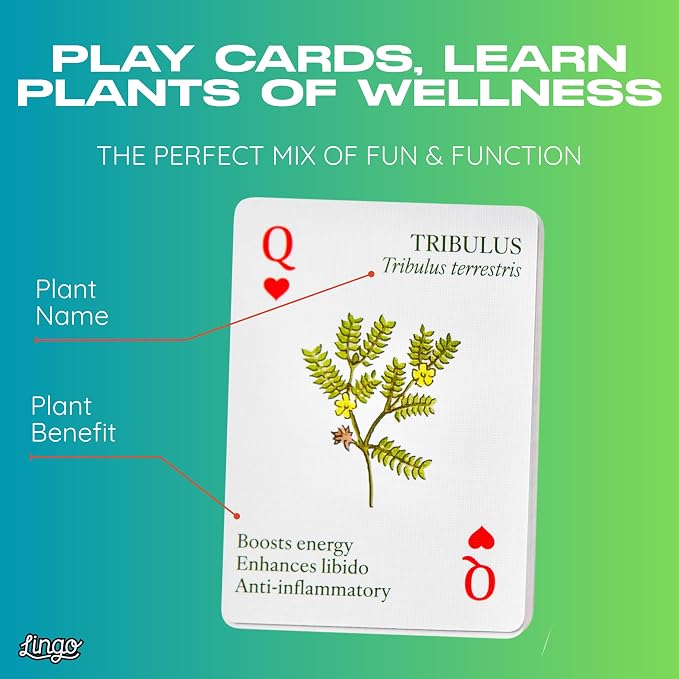 Lingo Plants of Wellness Playing Cards | Medicinal Plants, Herbs & Botanical Healing Card Deck for Adults | Unique Gift for Plant Lovers, Herbalists & Nature Enthusiasts | Educational Wellness Cards