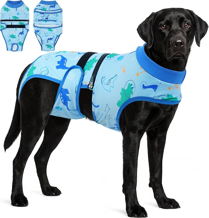 PUMYPOREITY Washable Dog Diapers, Escape-Proof Anti-Harassment Wear for Heat, Reusable Period Diaper, Full Body Dog Onesie for Post-Surgery Recovery, Incontinence, Puppy Training, M, Blue