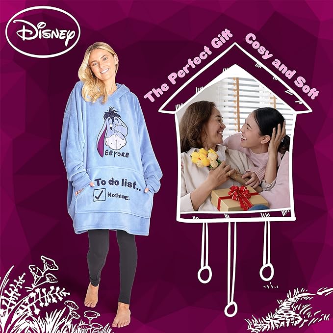 Disney Stitch Blanket Hoodie for Women Teens, Wearable Oversized Fleece Hooded Poncho with Pocket, Cozy Gifts for Women