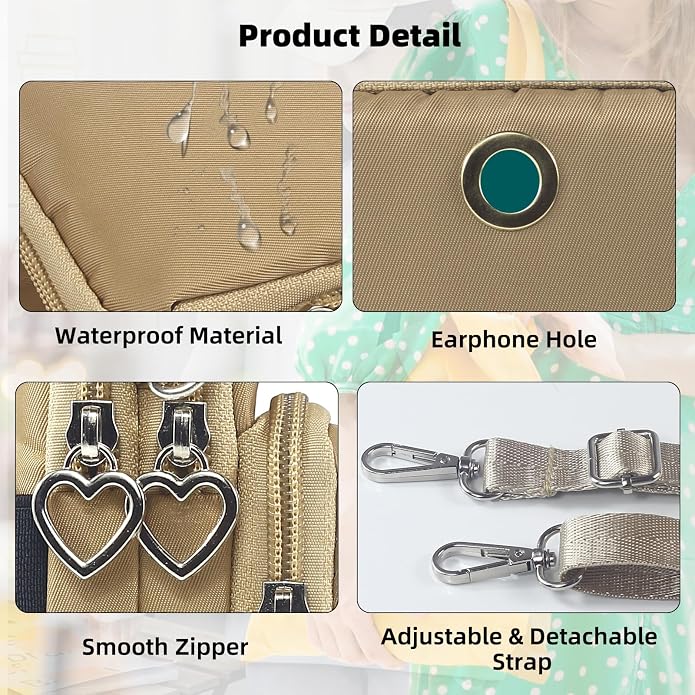 Small Crossbody Bag for Women - Mini Phone Purses with Crossbody Strap and Wallet - Nylon Arm Bag