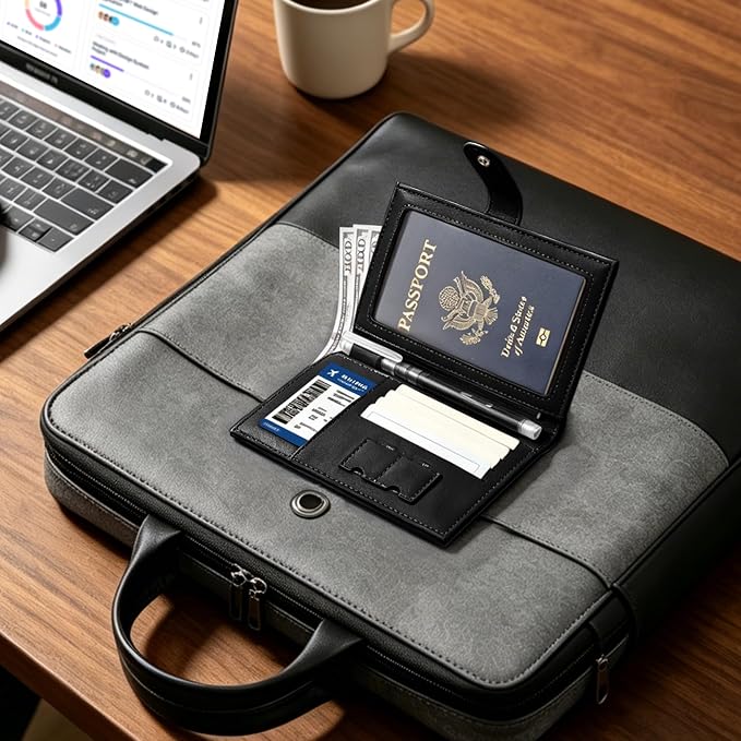 Veki Passport Holder for Travel, RFID Blocking Passport Cover, Black | Passport Wallet, RFID Blocking, PU Leather, Durable Passport Case with Card Holder, Pen Slot, Travel Essentials for Women Men