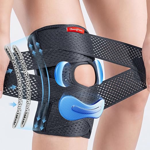 changenow Meniscus Knee Brace for Women and Men,[Ultra Breathable & V-Straps] Knee Support with Side Stabilizers,for Meniscus Tear,Knee Pain,Arthritis,MCL,ACL Injuries-Knee Wrap(Medium)