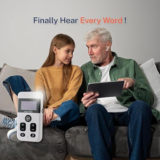 OKB Hearing GV-SA0360 OTC In-Ear Hearing Aid, True-Wireless with Pocket Controller Ear-Extension for TV & Meetings, Dual-Mode Noise Reduction, Charging Case, Bluetooth 5.2, Adults 18+ (Polar White)