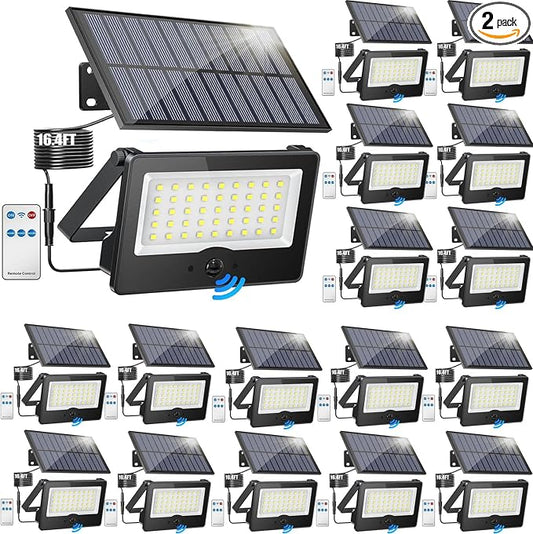 16PackSolar Outdoor LED Wall Lights,20W Motion Sensor Security Lights with 3 Lighting Modes Cordless LED Flood Light Solar Wall Lights Waterproof Solar Powered Lights for Wall Garden Garage