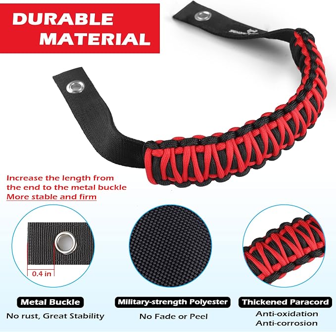 SEVEN SPARTA 4pack Roll Bar Grab Handles for Ford Bronco 2021-2026 2/4 Door | No Drill Install, Color-Matched Paracord Handles, Uses Factory Bolts, Sturdy & Comfortable Grip for 2021-2026 Bronco 2/4 Door