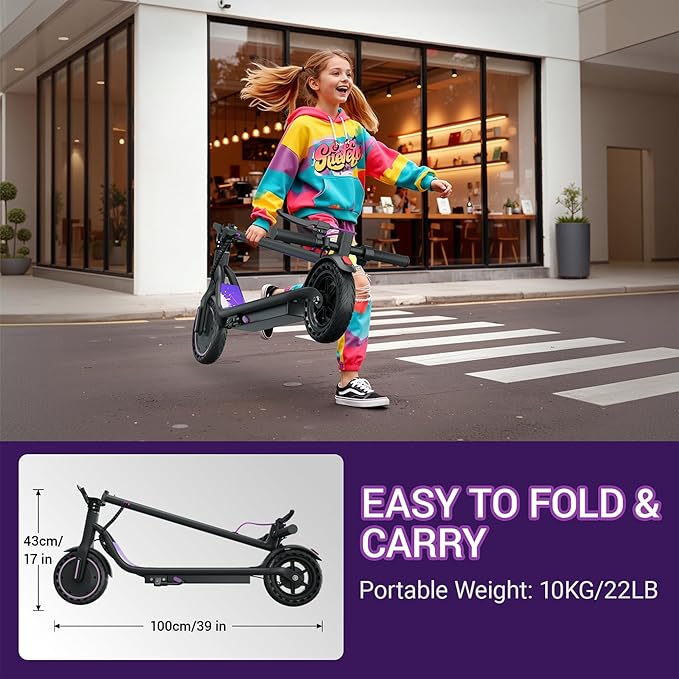 Electric Scooter for Adults, Folding E Scooter with 350W/500W Motor 16-24 Mph Top Speed, Max 15-60 Miles Long Range, 6.5''/8.5''/10''/14'' Solid Tires Commuting Scooters, Dual Brakes, APP