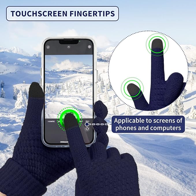 Omisy 4 Pairs Women Winter Gloves Touchscreen Cold Weather Mitten, Christmas Gifts for Adult Stockings Stuffers Mom Wife