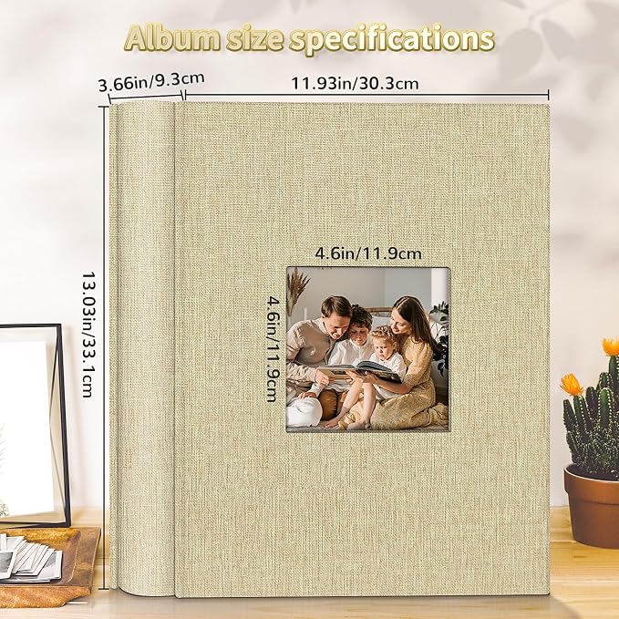 Artfeel Photo Album 4x6 with 1000 Pockets,Slip-in Picture Albums,Linen Cover Memory Book with Front Window,White Page Vertical Photo Book for Wedding,Family,Anniversare,Baby,Vacation