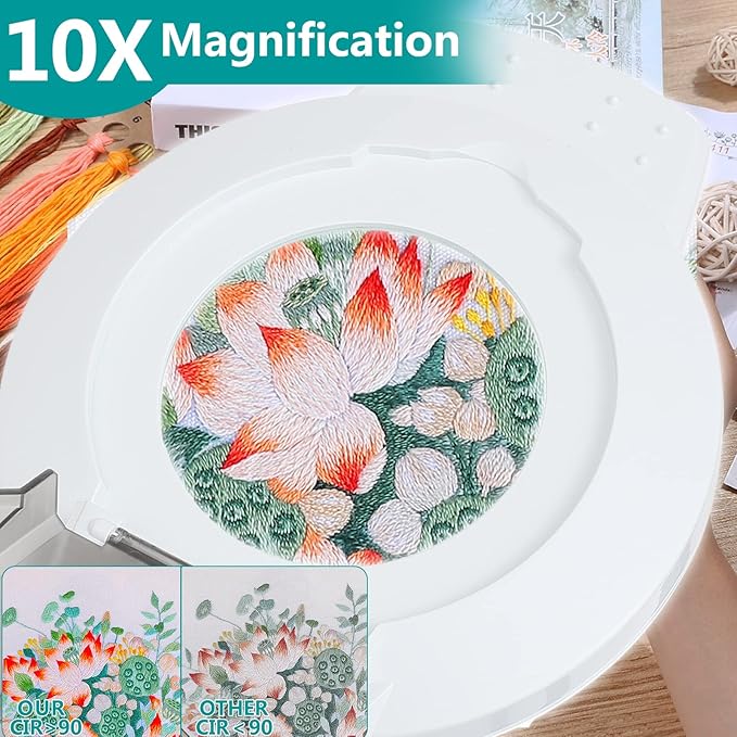 10X Magnifying Glass with Light, NUEYiO 2200 Lumens Stepless Dimmable Mangifier with Light, 4.2" Real Lens, Adjustable Metal Swing Arm Lighted Magnifying Lamp for Esthetician, Crafts, Close Work