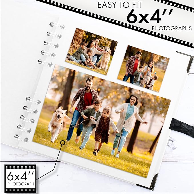 Bstorify Square Scrapbook Photo Albums 36 Pages (7 X 7 Inch) White Thick Paper, Hardcover, Metal Corners, Ribbon Closure - Ideal for Your Scrapbooking Albums, Art & Craft Projects