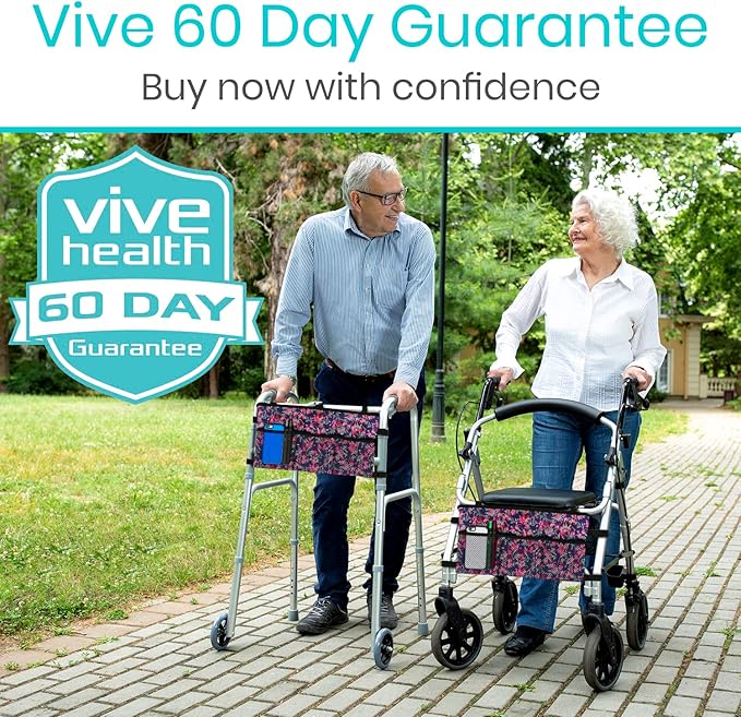 Vive Walker Bag - Accessories Wheelchair Basket Pouch (Water Resistant) - Seniors Caddy Accessory Attachment for Folding, Rolling Walkers - Carry Storage Carrier Tote - Lightweight, Universal Size