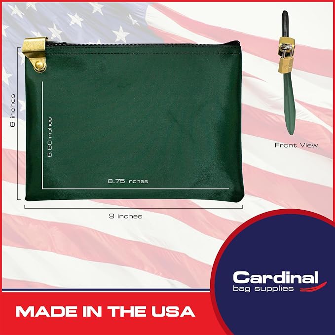 Medication Security Bag with Padlock, Forest Green | Zipper Hood, Includes 2 Keys, Small Pill Bag, Travel Carry Pouch, Medicine Storage, Made in USA