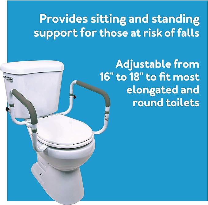 Carex Toilet Safety Frame -Safety Rails with Adjustable Width - Toilet Rails for Elderly, Handicap, Home Health Care Equipment After Surgery, Supports 300lbs (Pack of 2)