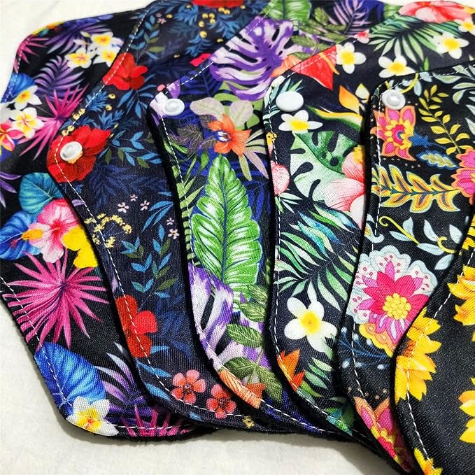 7 Pcs Resuable Menstrual Pad Sets Including 1Pc Mini Wet Bag and 6Pcs Regular Flow Menstrual Pads Waterproof Mama Cloth Sanitary Napkins