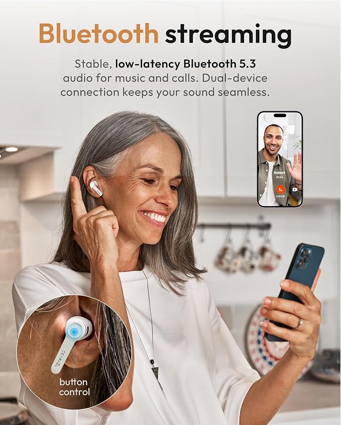 Diamond X1 Bluetooth Hearing Aids for Seniors with Smartphone App - Noise Cancellation, Clear Sound & Easy to Use - for Adult with Mild to Moderate Hearing Loss (White) | Noise Cancellation, Clear Sound & Easy to Use - for Adult with Mild to Moderate H...