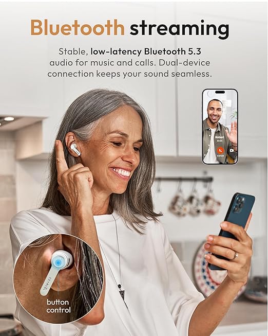 Cearvol OTC Hearing Aids for Seniors, Bluetooth 5.3 Rechargeable Devices, Customizable App Control for Android/iOS, Stream Music/Calls, Black