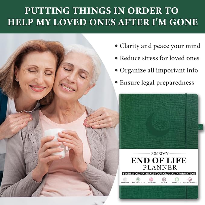 End of Life Planner, Guided Estate Planning Organizer Notebook, Final Arrangements Organizer for Beneficiary, Will Preparation, Last Wishes & Funeral Planning, In Case of Death Organizer, 8.4x11"