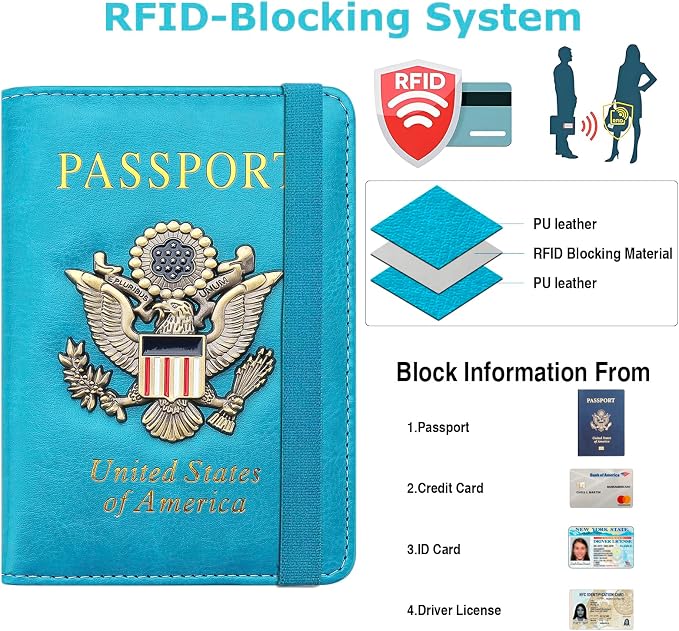 Premium Passport Holder for Travel RFID Blocking Passport Cover Slim | Passport Cover for Women Men Leather US Passport Wallet Case for Travel Passport Book Cover Travel Document Organizer Carrier